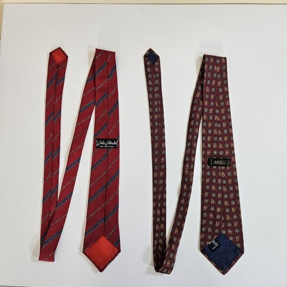 Equestrian Themed Silk Tie Lot of 2 Angeli CarIo Colorado Italy AOP W4 L57.5 - Picture 16 of 16